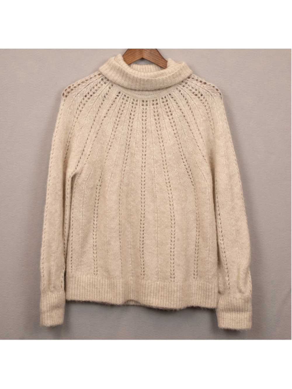 Haven Well Within Lofty cream knit pointelle turtleneck sweater-S